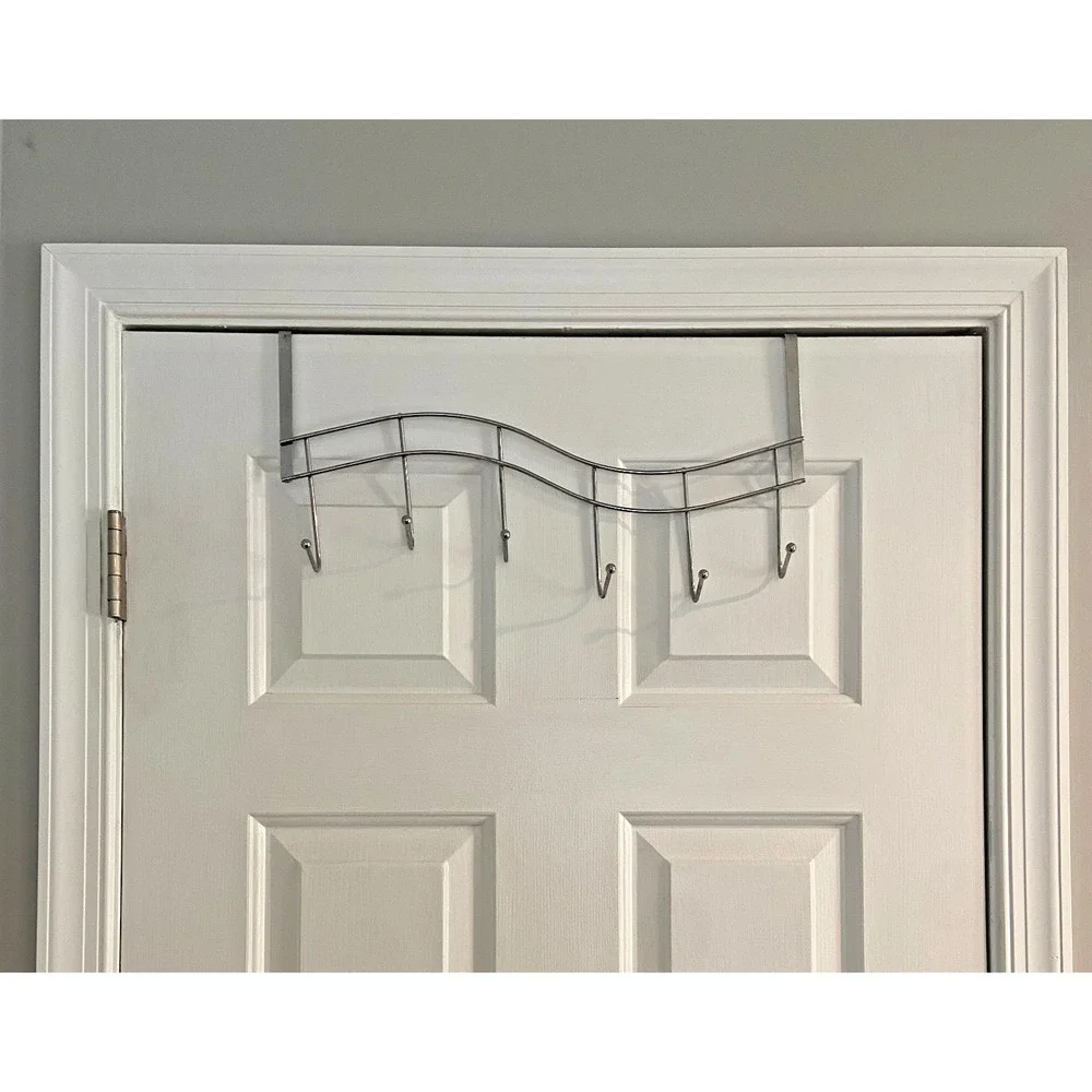 Over The Door 6-Hook Metal Towel and Coat Hanger, Set of 4, 18